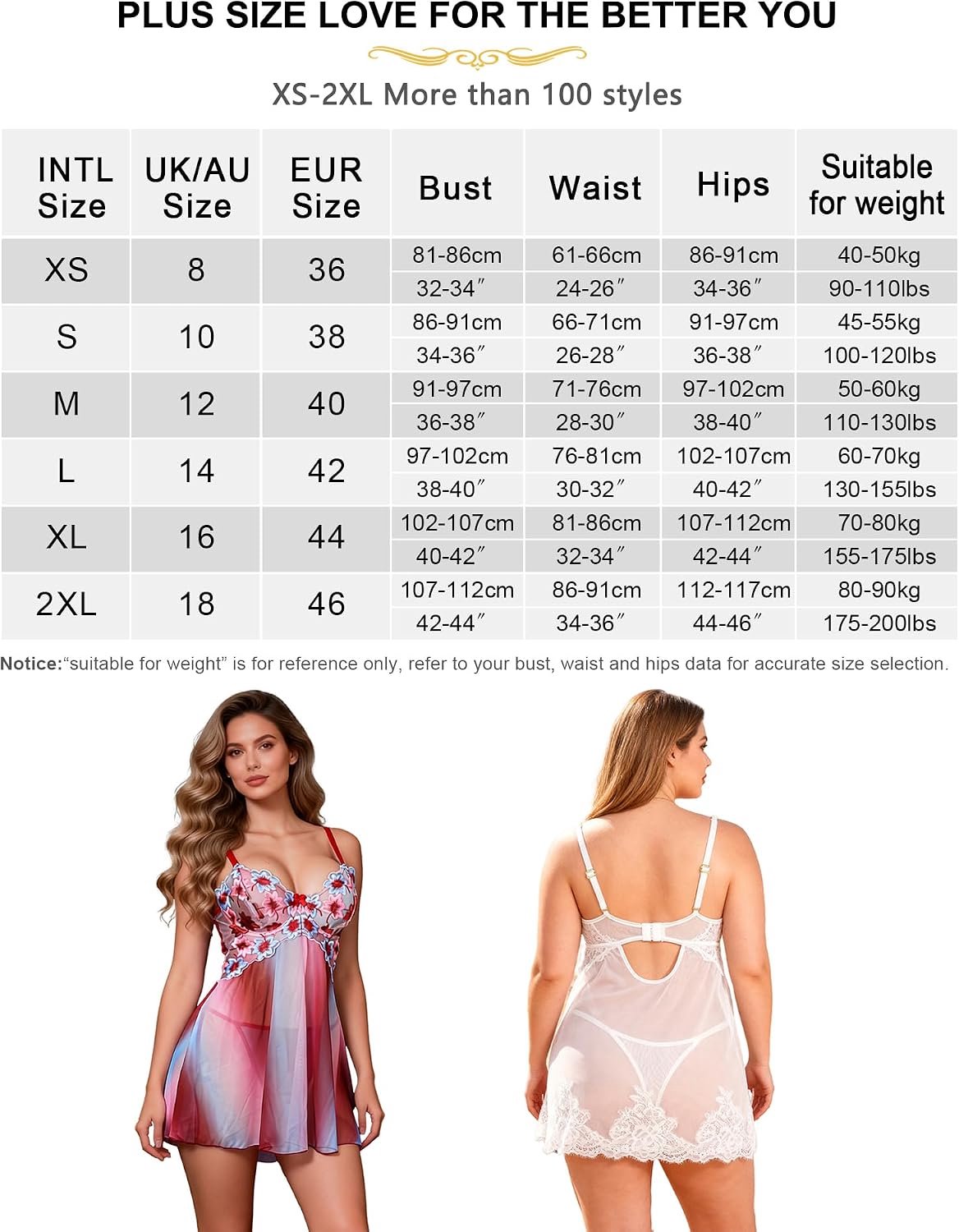 Sexy babydoll voor dames met beugelbeha, XS-XXL Step kopen online