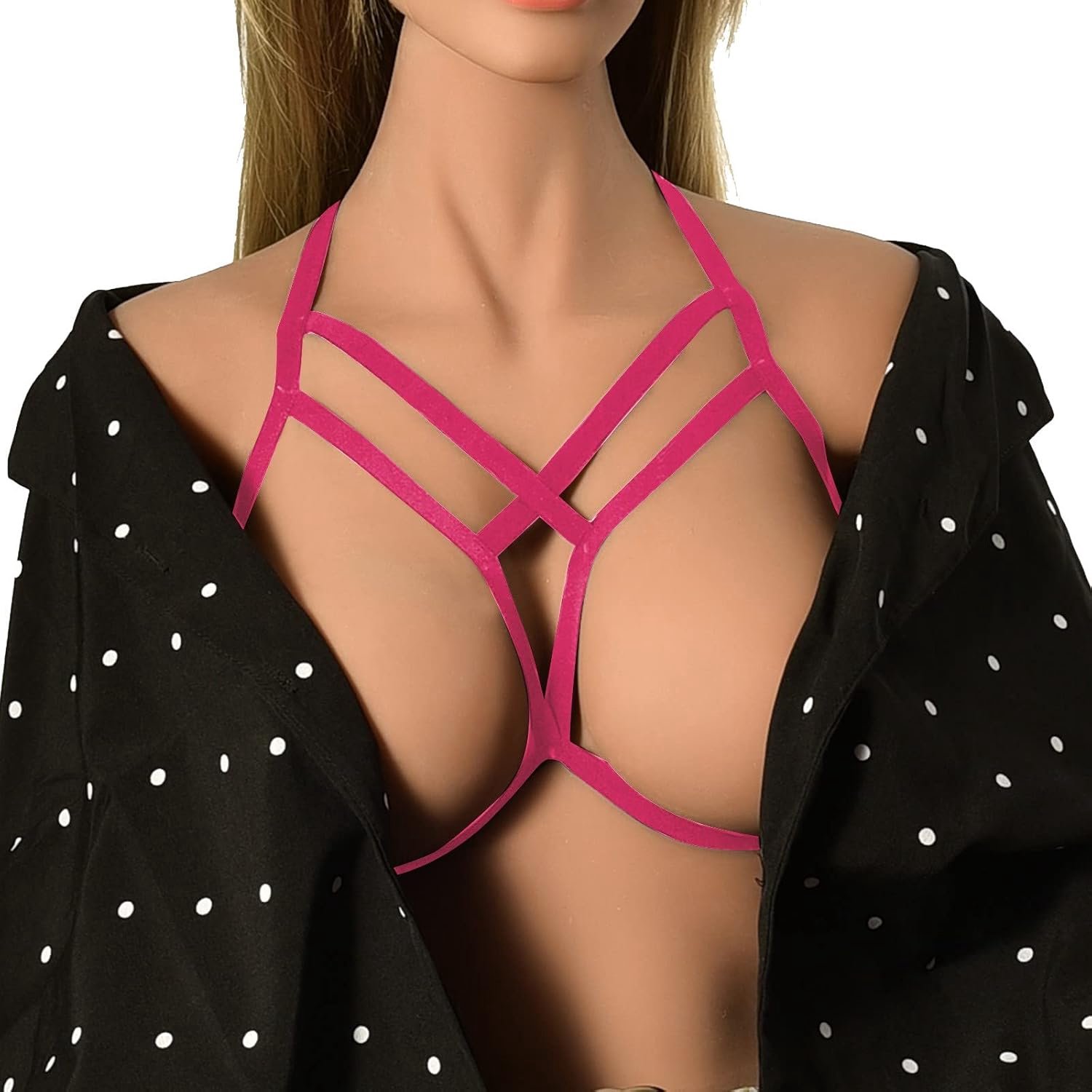 Sexy damesbeha met veters, zwart, uitgesneden, stretch, verstelbaar, lingerie, beha, dames, elastische beha Step kopen online