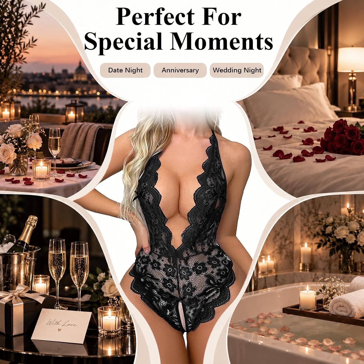 sexy dameslingerie van kant met v hals transparant kant met verstelbare bandjes elegant ondergoed voor valentijnsdag huwelijksreis jubileum en speciale avonden
