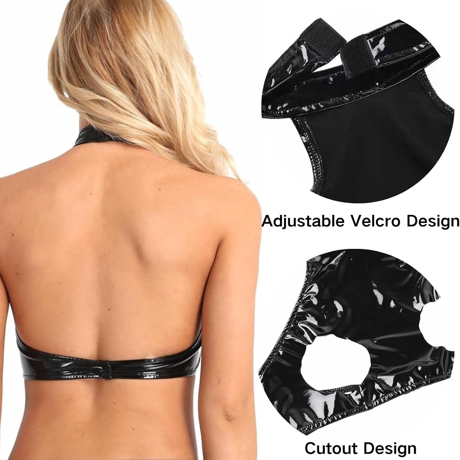 Sexy lakleer beha voor dames, borstvrij, crop top, haltertop, blote rug Step kopen online