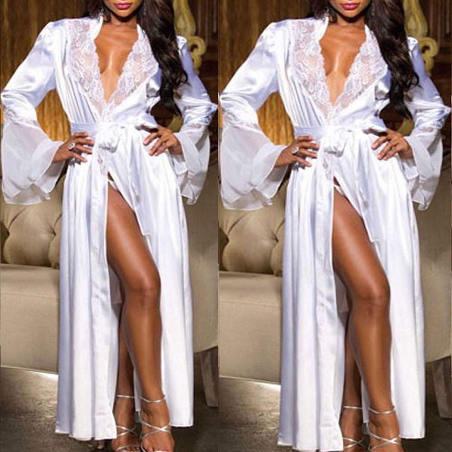 sexy lingerie voor dames satijn zijdeachtig chic elegant babydoll nachtkleding bruiloft huwelijksreis mode a175