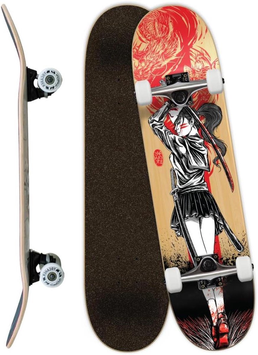 skateboard compleet trickboard longboard straat tricks 7 laags canadese esdoorn 31 x 7 75 wit