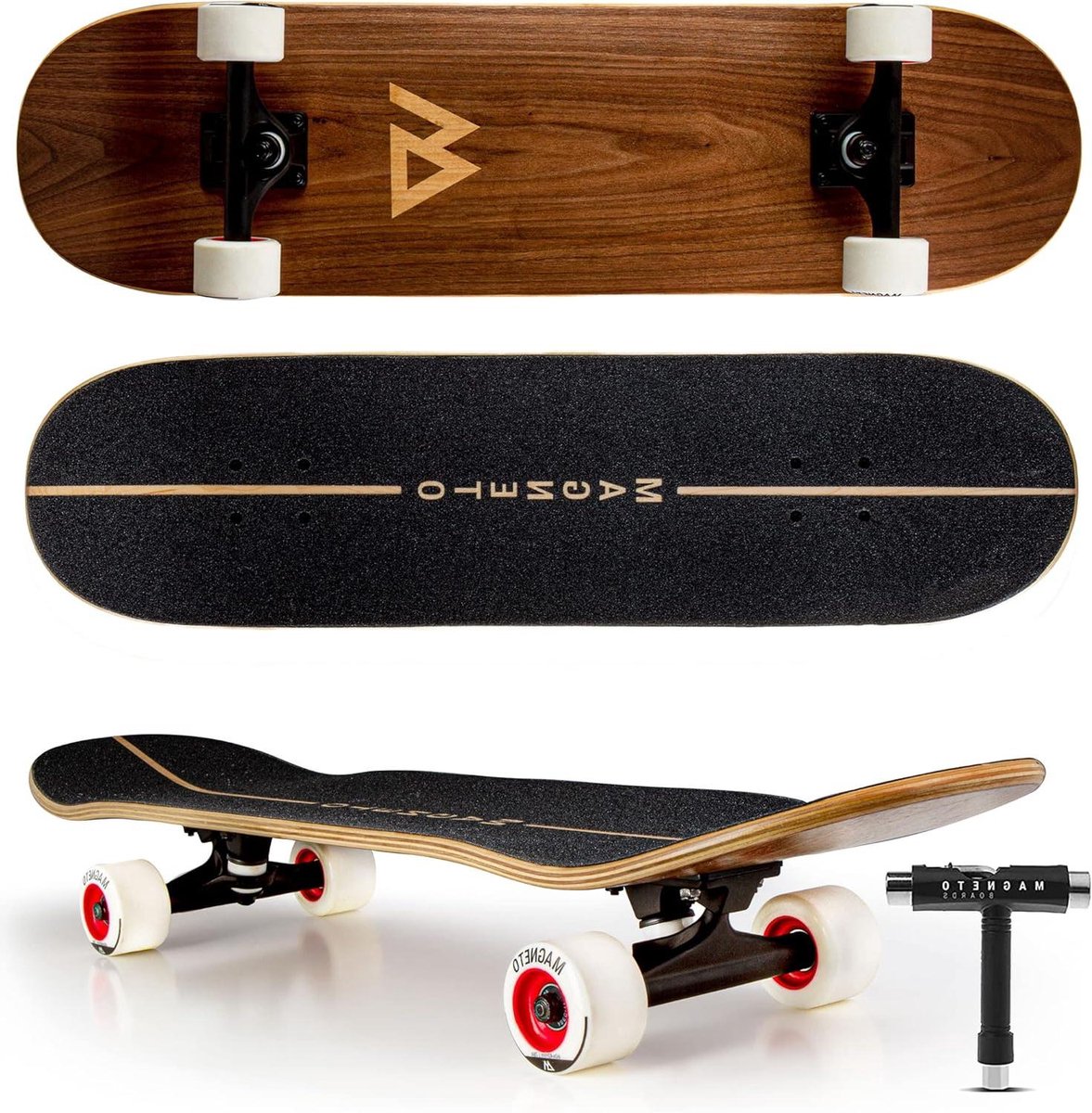 skateboard longboard cruiser allround rijden grote zachte wielen 787 cm x 215 cm natuurlijk hout