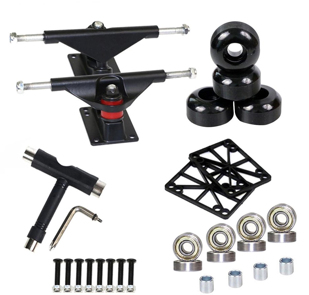 skateboard onderdelen skaterset straat tricks complete set 8mm lagers metaal