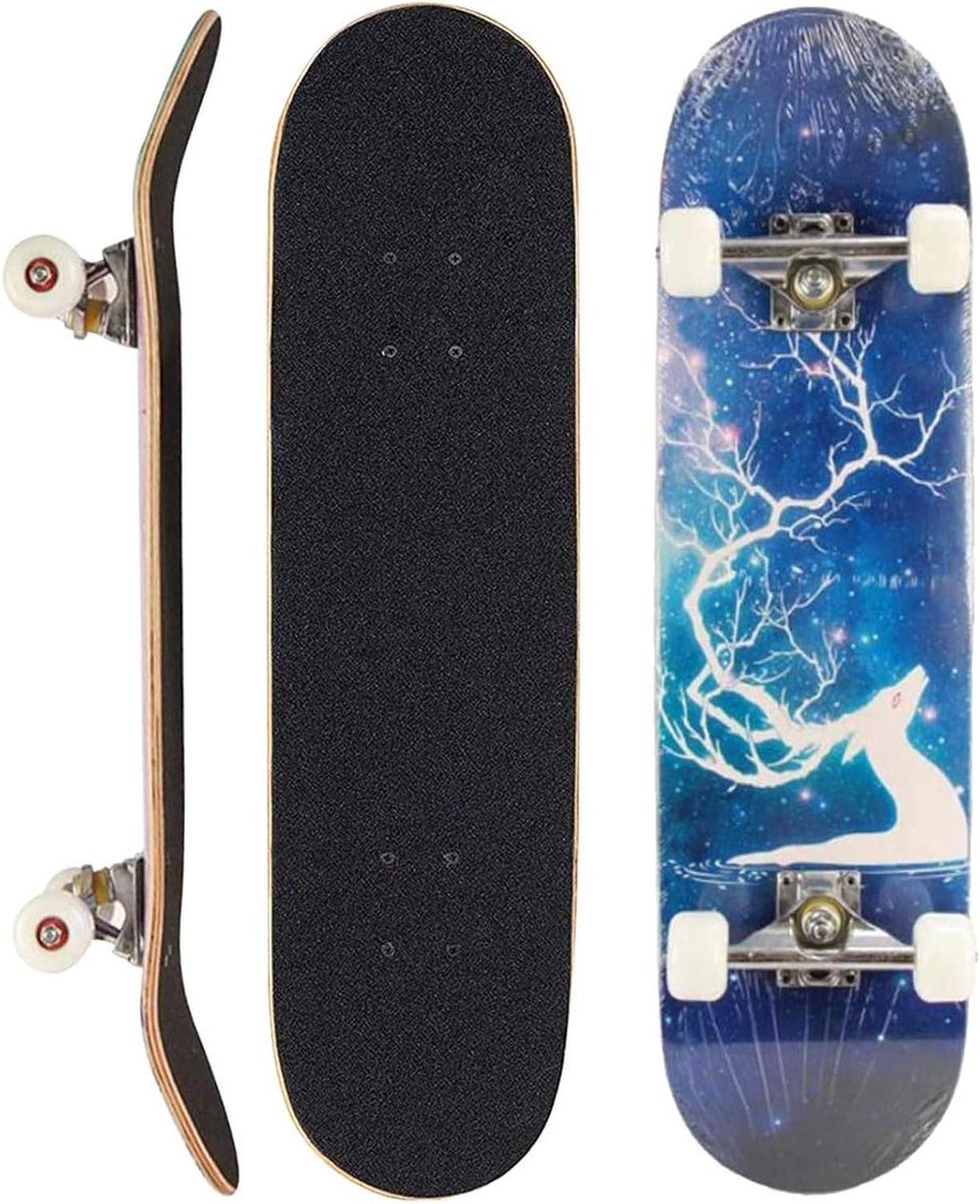 skateboard tricks beginner board stunts oefenen 7 lagen esdoornhout 78 cm fantasy elk