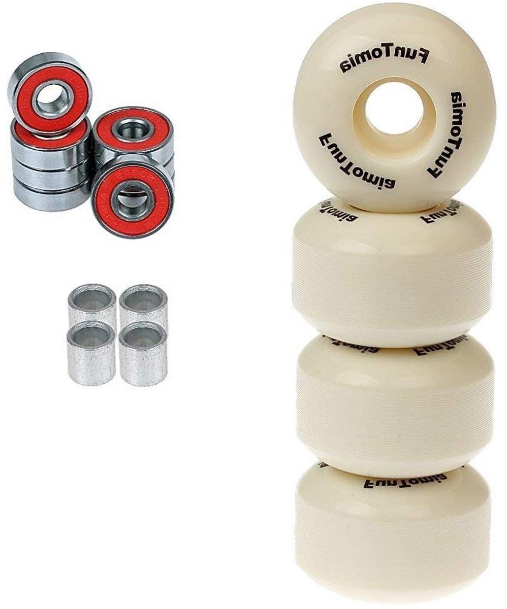 Skateboard Wielen - Roller Set - Skateboarden - ABEC-9 Lagers - 53 mm 100A - Wit Skateonderdeel kopen online