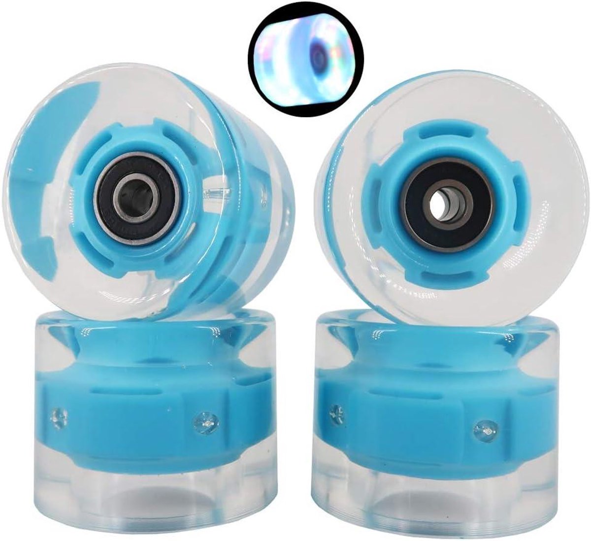 skateboardwielen met lagers cruiser wielen soepel cruisen ingebouwde led verlichting 60mm 83a helderblauw