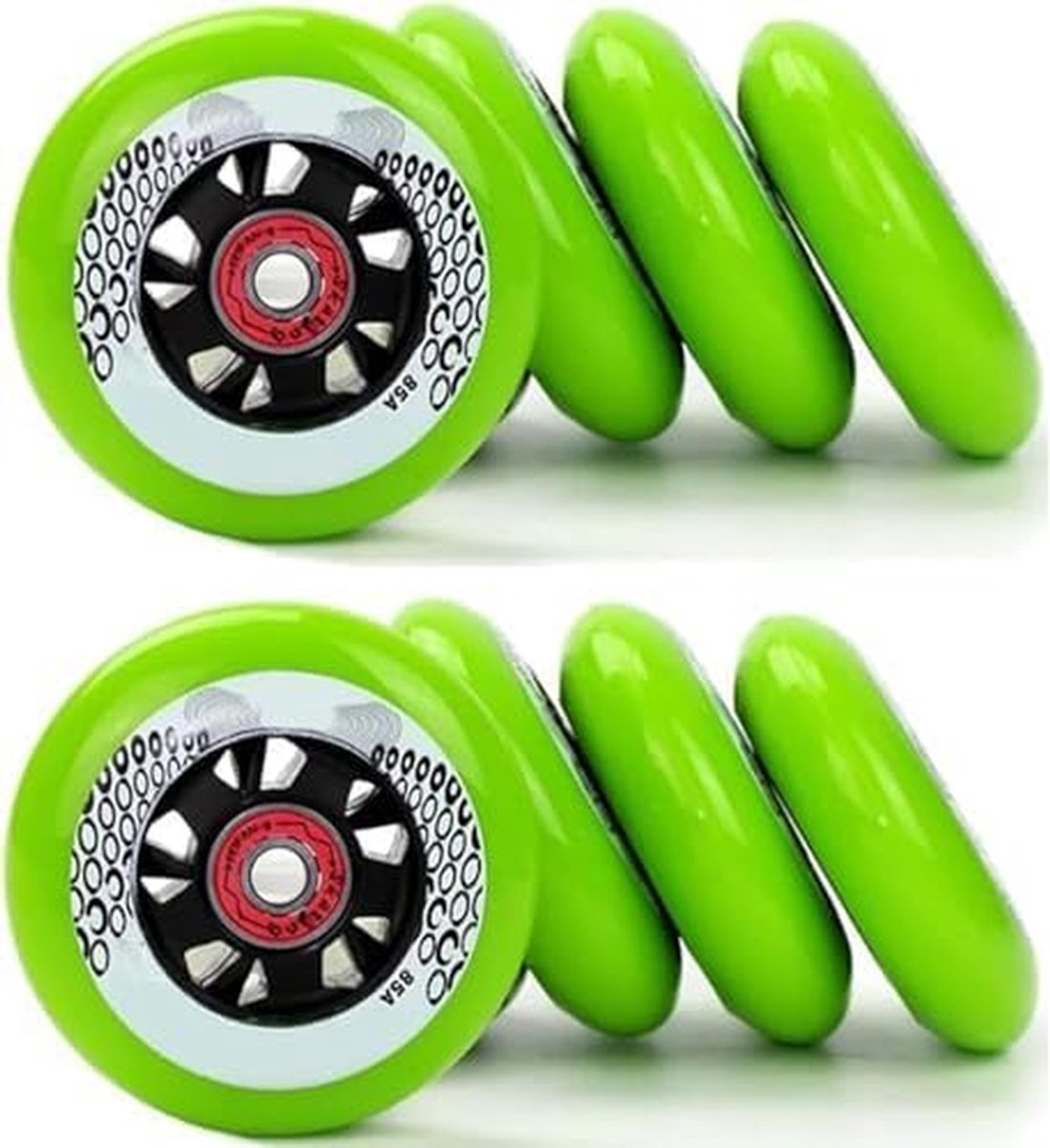 Skeelerwielen Set - PU Wielen - Sportief Gebruik - Duurzaam PU Materiaal - 8 stuks 72mm - Groen Skateonderdeel kopen online