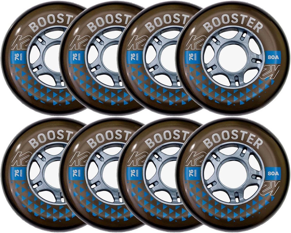 skeelerwielen set wielen pakket skeeleren onderhoud 8 stuks verpakking 76mm 80a zwart