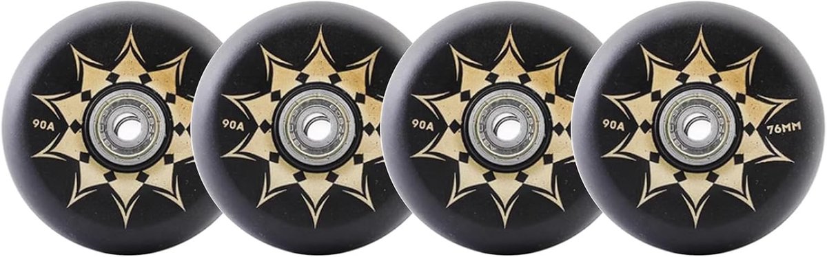 Skeelerwielen Set - Wielset Rolschaatsen - Soepel Skaten - Hoge Duurzaamheid 93A - 76 mm Set van 4 - Zwart Goud Skateonderdeel kopen online