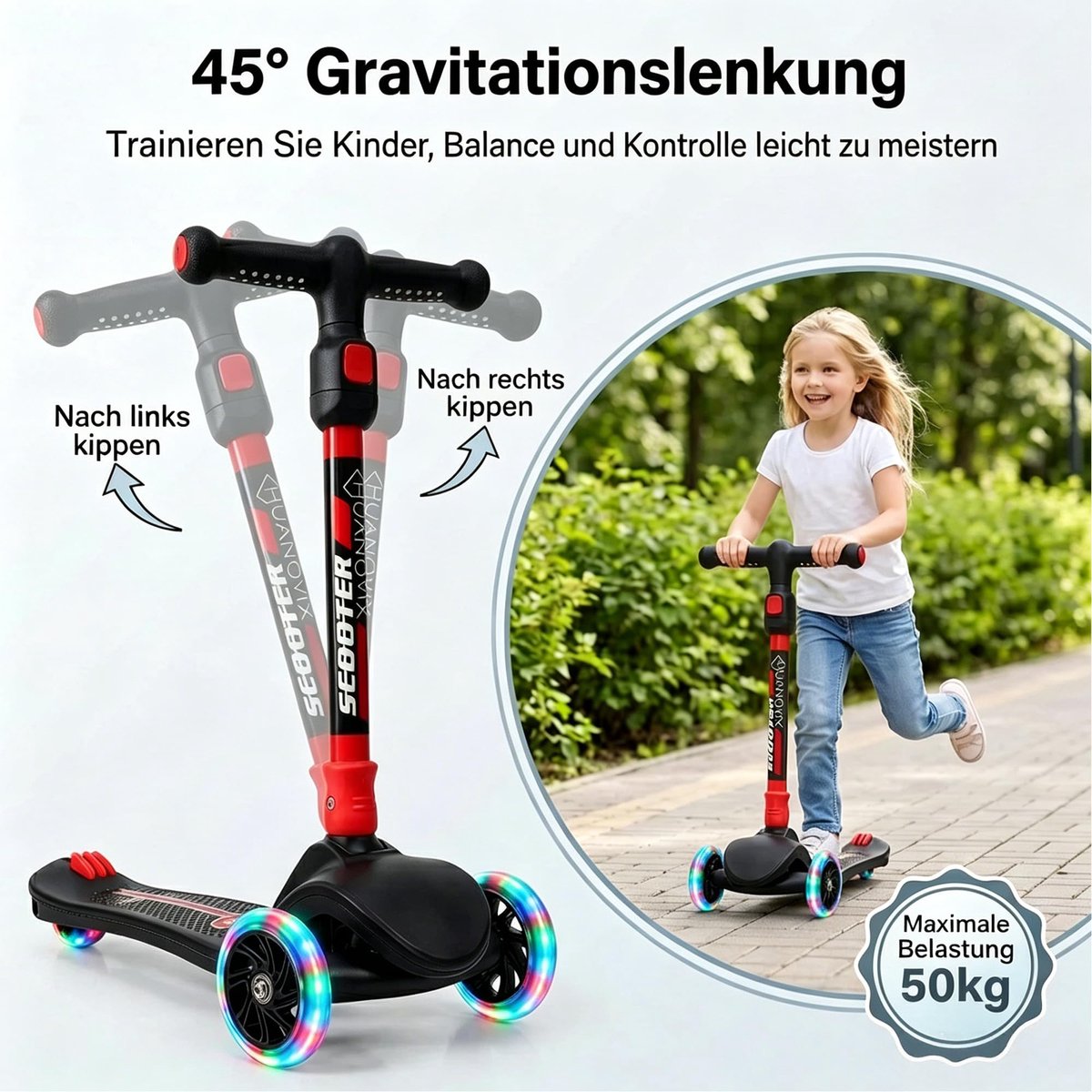 SnelShoppen - Kinderstep 3 Jaar, Verstelbare Hoogte, 3 Wielen, Kantelbaar Stuur, Verlichte Wielen met LED, Opvouwbare Evenwichtsstep voor Jongens en M Step kopen online