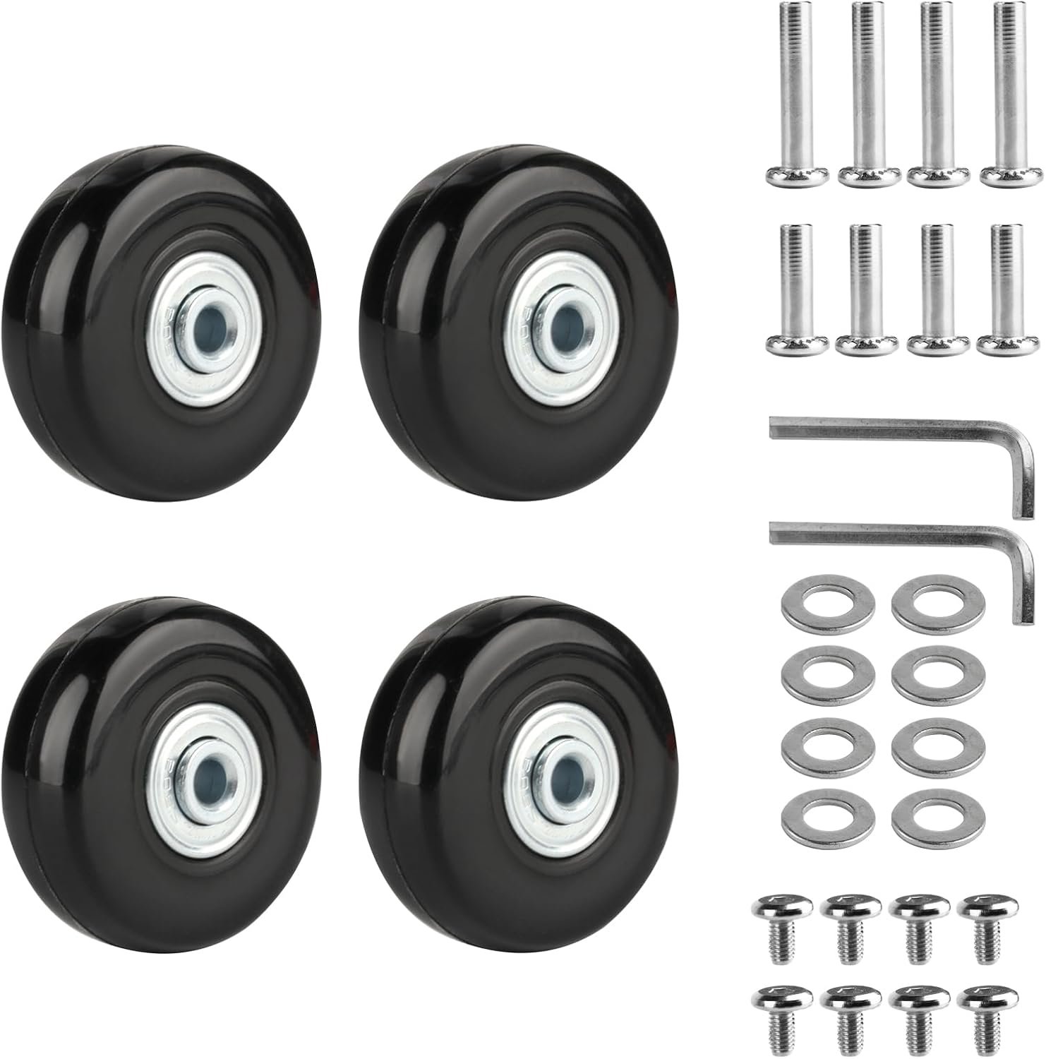 SnelShoppen - Pack van 4 Vervangwielen voor Baggage 40 x 17 mm - Duurzame Rubber Koffers Wielen - Spare Parts voor Suitcases - Zwarte Wielen voor Baga Skateonderdeel kopen online