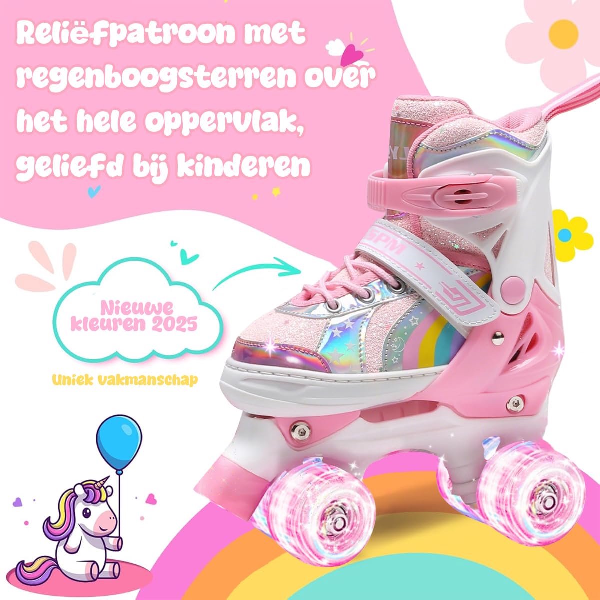 snelshoppen rolschaatsen voor kinderen met 8 lichtgevende wieltjes 4 verstelbare maten en opbergtas voor meisjes en jongens perfect voor beginners