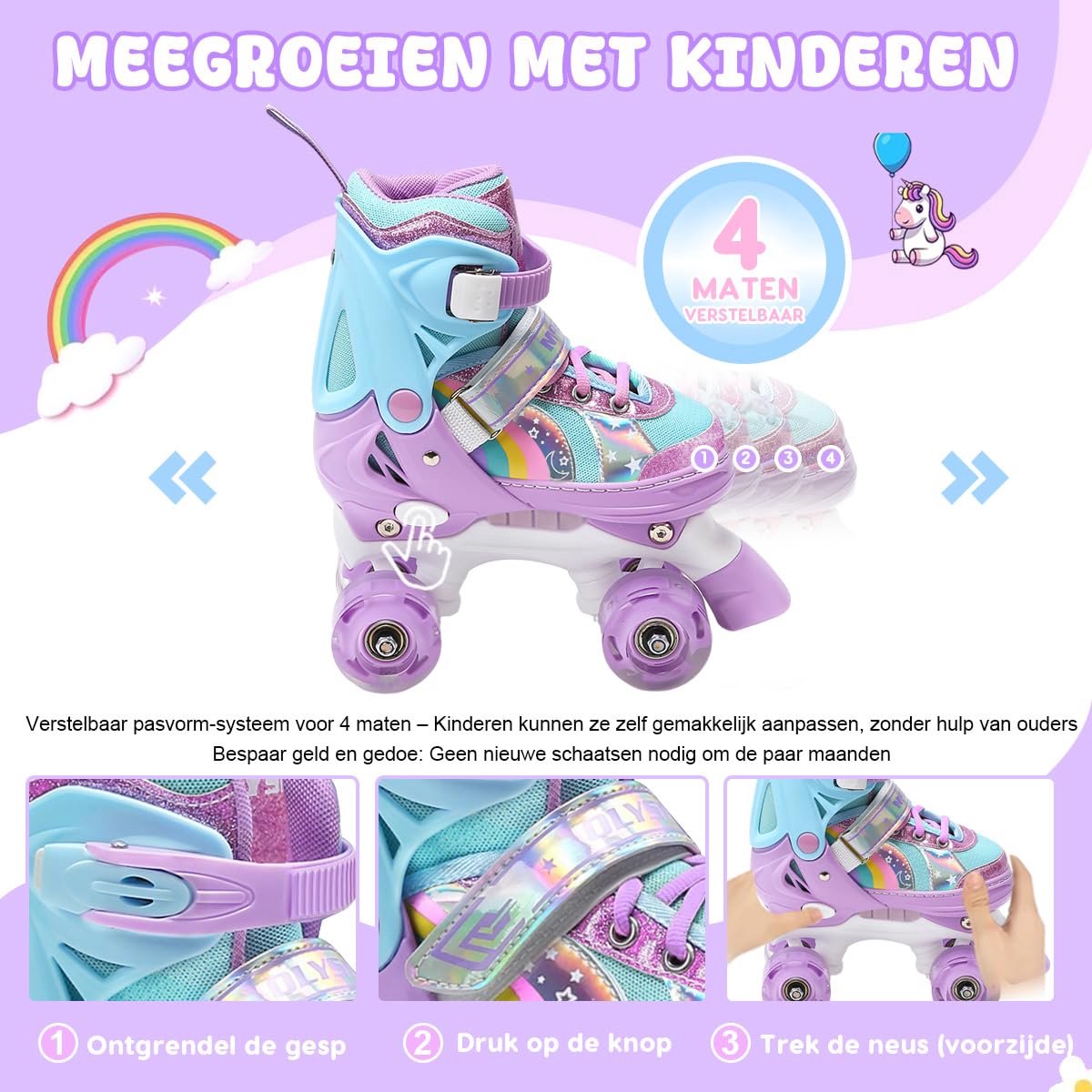 snelshoppen rolschaatsen voor kinderen met 8 lichtgevende wieltjes 4 verstelbare maten rolschaatsen voor meisjes en jongens beginners inclusief