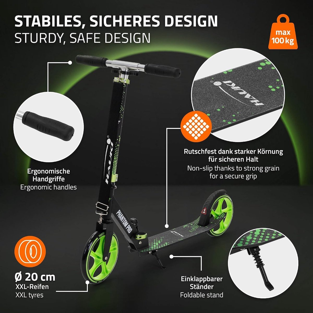SnelShoppen - Vouwbare City Scooter Groen Roze met XXL Wielen, Hoogte Verstelbaar en Pedal Brake, Ideaal voor Kinderen en Volwassenen, Inclusief Stand Step kopen online