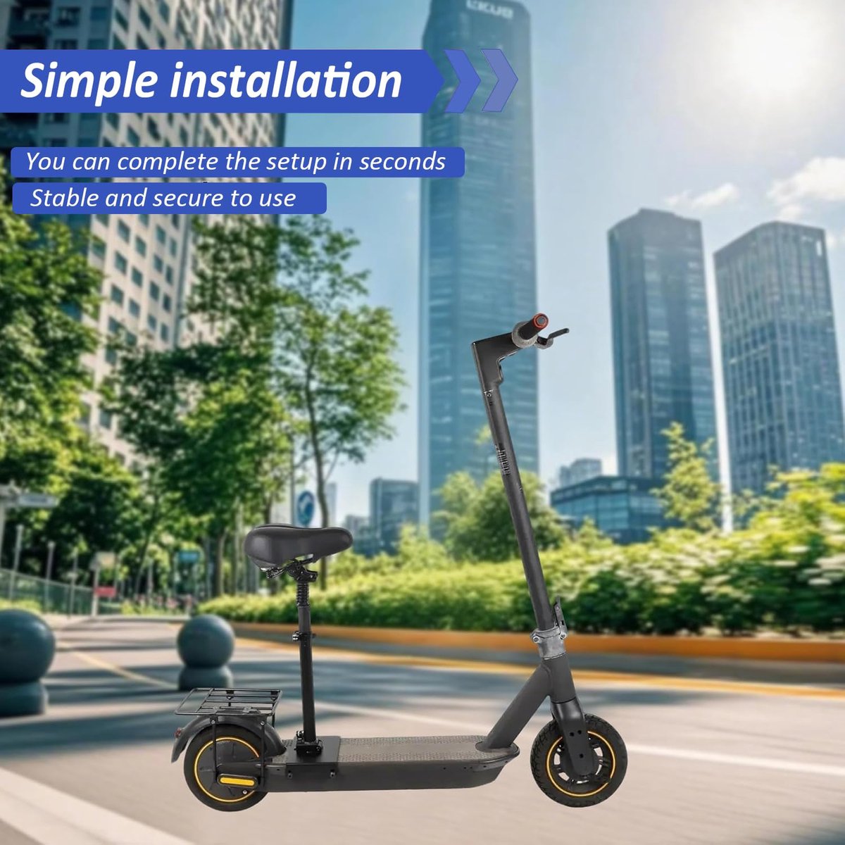 SnelShoppen - Zitje voor elektrische scooter en step, opvouwbaar, schokabsorberend, voor 13-17 cm brede gepolsde pedaalrand, zithoogte 40-58 cm, ideaa Step kopen online