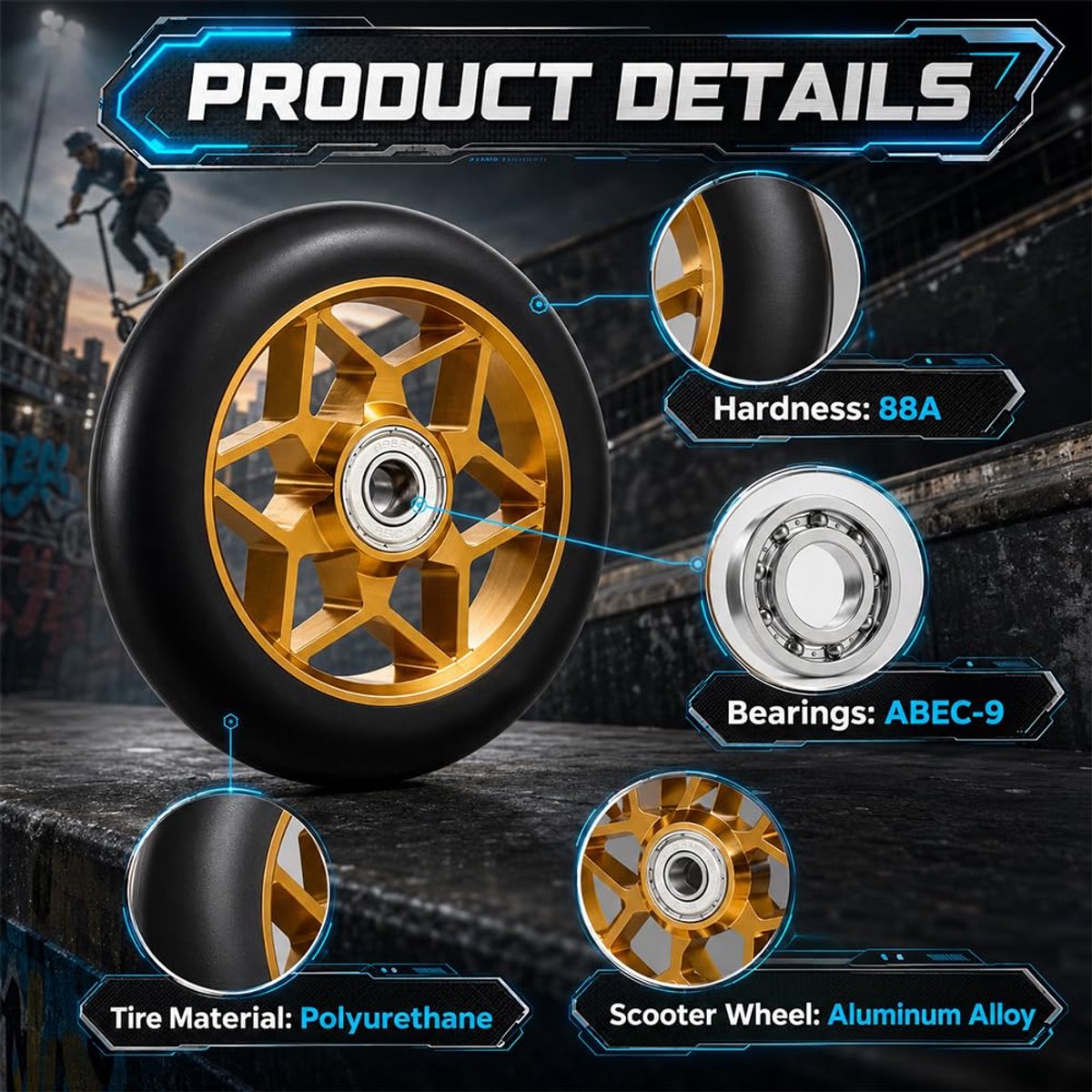 Stunt Scooter banden, 2 stuks stuntstep-wielen 110 mm met ABEC-9 lagers - ShopVlot Step kopen online