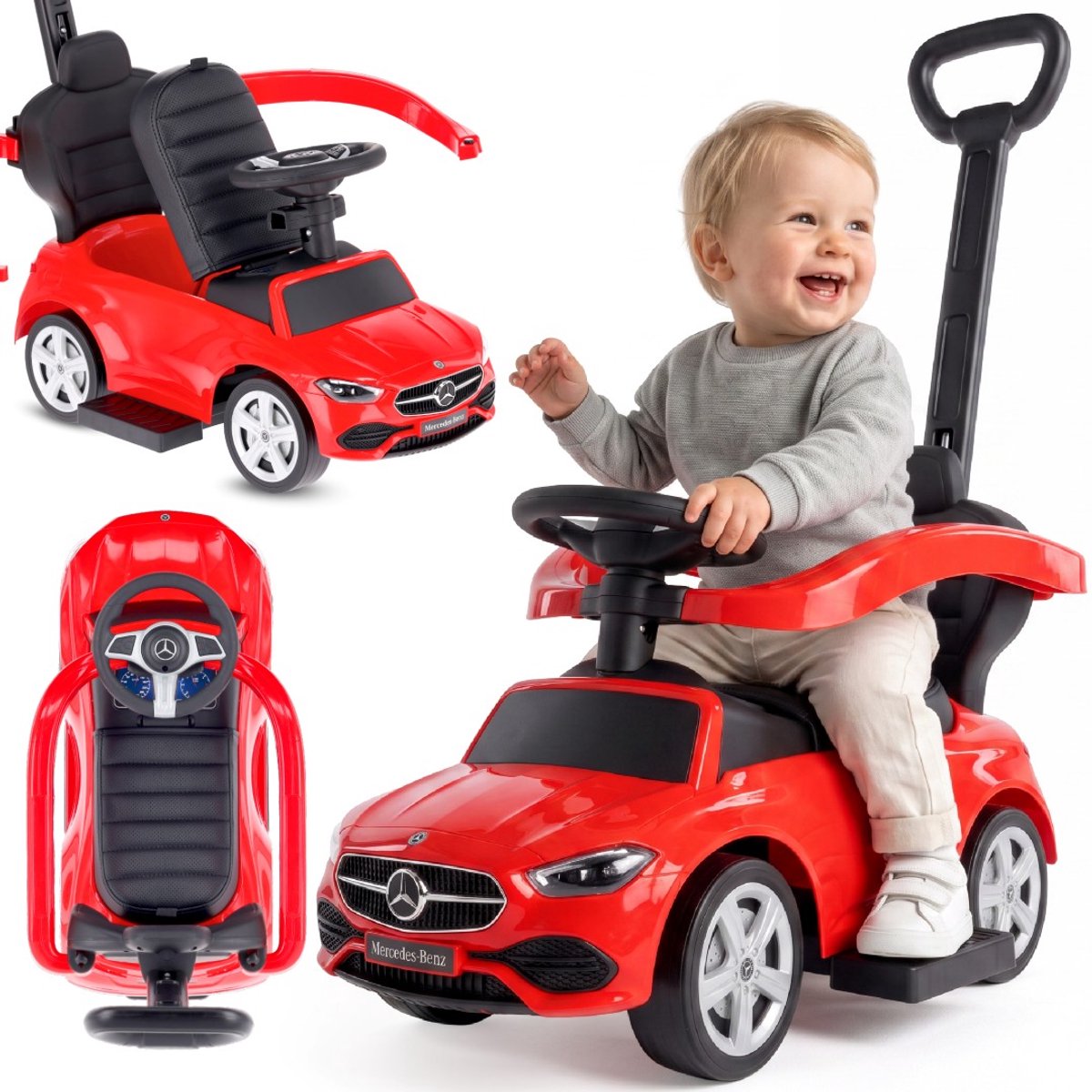SUN BABY Loopauto vanaf 12 maanden Mercedes C-Class met voetsteun rood Loopauto kopen online