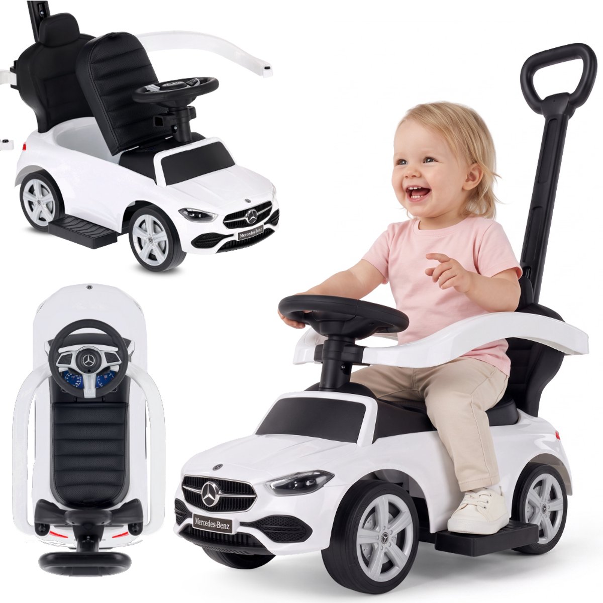 sun baby loopauto vanaf 12 maanden mercedes c class met voetsteun wit