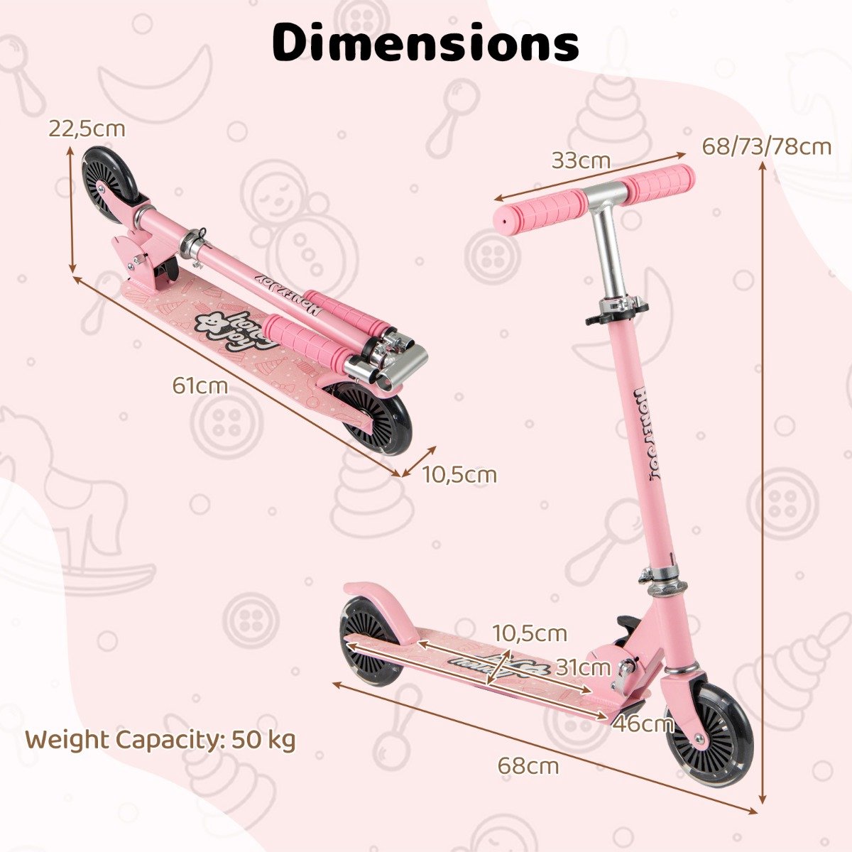SureDeal® - Kinderstepp - Kinderstep - Led Wielen Inklapbaar - Jongens - Meisjes Vanaf Jaar - 68x10,5x68 cm - Roze Step kopen online