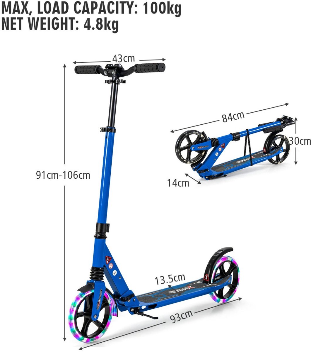 SureDeal® - Kinderstepp - Kinderstep Opvouwbaar - Verlichting Scooter Hoogte - Draagriem Blauw - 93x43x91 cm - Blauw Step kopen online