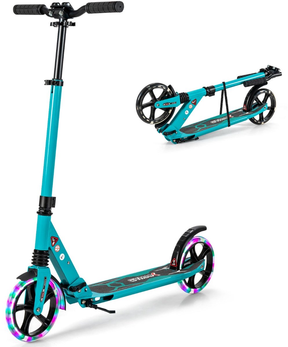 SureDeal® - Kinderstepp - Kinderstep Opvouwbaar - Verlichting Scooter Hoogte - Draagriem Turquoise - 93x43x91 cm - Turkoois Step kopen online