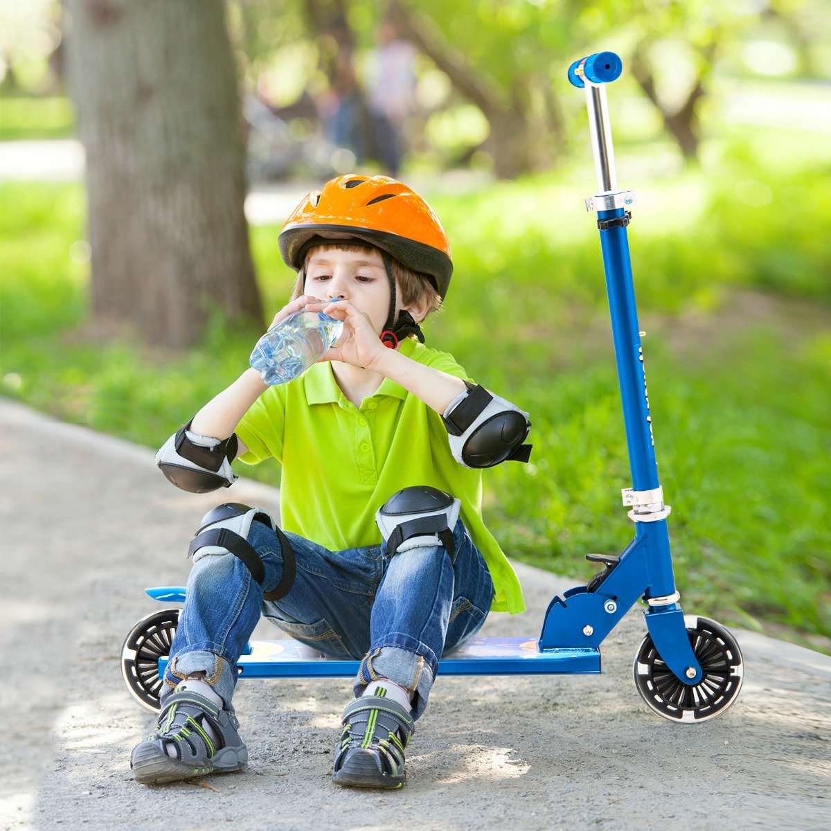 SureDeal® - Rijdend speelgoed - Kinderstep Twee Wiel - Knipperende Wielen Verstelbaar - Achterrem Staan - Rijden Blauw - 66x33x80 cm - Blauw Step kopen online