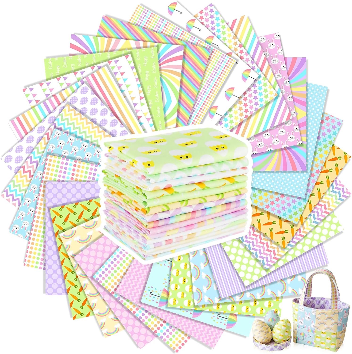 tatuo 30 stuks 25 5 x 25 5 cm pasen katoenen stoffen bundel vierkanten patchwork pastelstof naaien quilten bundels diverse patroon doek voor diy scrapbook craft maken