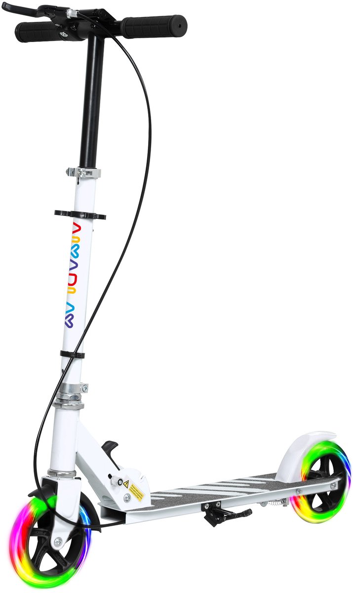 TEKROA® Kinderstep- dubbele remmen - metalen frame, voetsteun - opvouwbaar - 3-8 jaar - wit Step kopen online