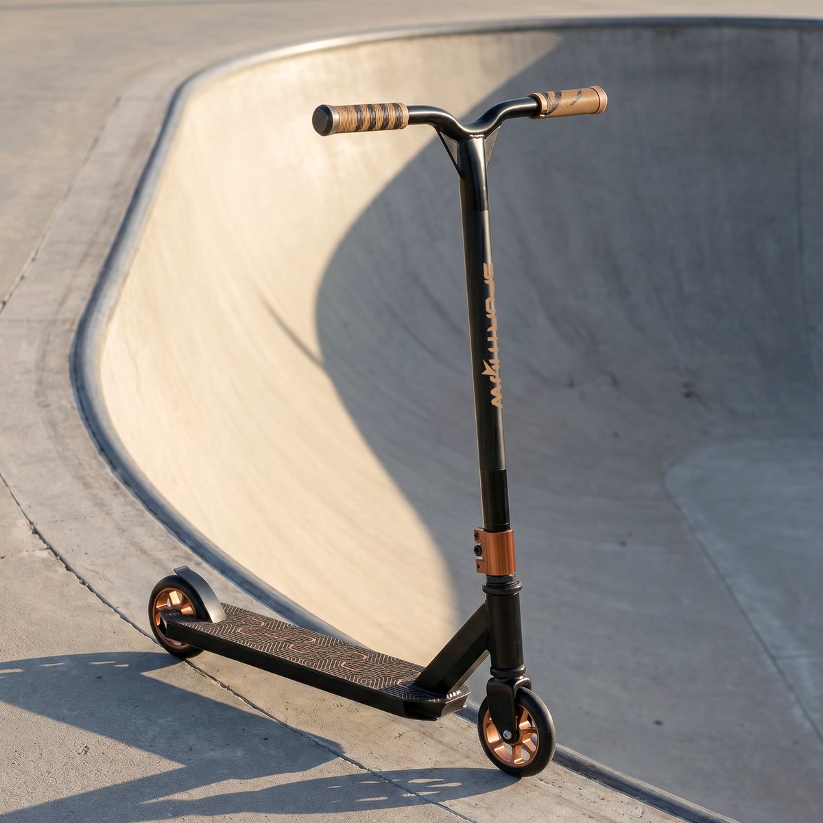 TEKROA® Stuntstep voor tricks - freestyle-step met ABEC-9-lagers - 120 mm wielen - 360°-rotatie voor het skatepark - goud/wit Step kopen online