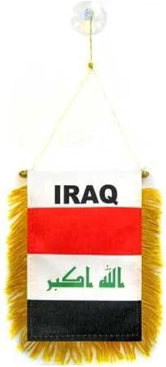 vaantje irak 15x10 cm mini vlag iraaks polyester 100d zuignap buitengebruik driehoekige wimpel gestikte randen en verstevigde afwerking 100d polyester