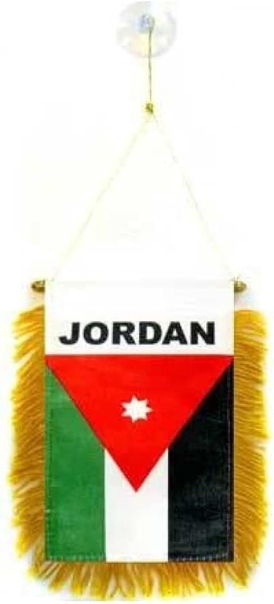 vaantje jordani 15x10 cm mini vlag jordaans polyester 100d zuignap buitengebruik driehoekige wimpel gestikte randen en verstevigde afwerking 100d polyester