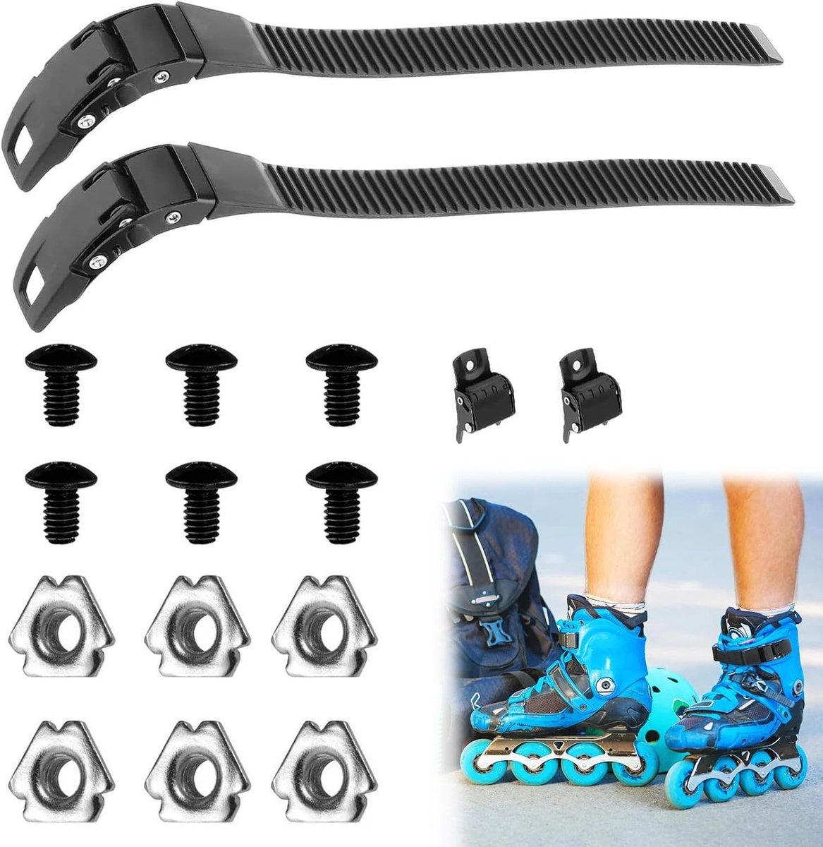verstelbare inline skate schoenenriemen met gespen vervangende roller skate straps en laces zwart 19 cm