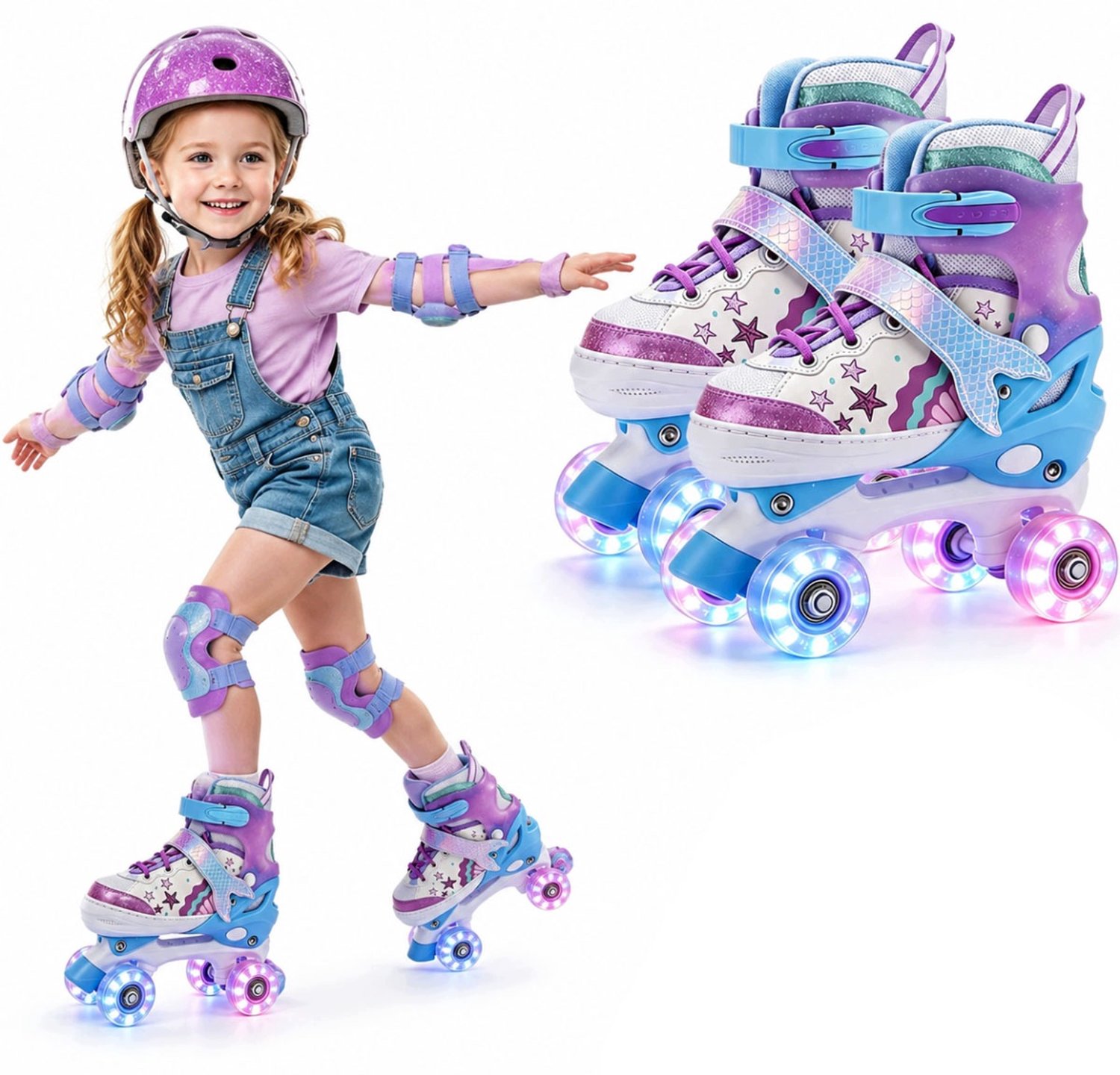 Verstelbare Kinder Quad Skates met LED Wielen - Maat S (31-34) Rolschaatsen kopen online