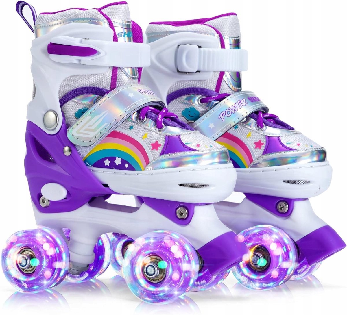 Verstelbare Kinder Skates - Maat 26-31 - Paars - Verlichte Wielen Rolschaatsen kopen online