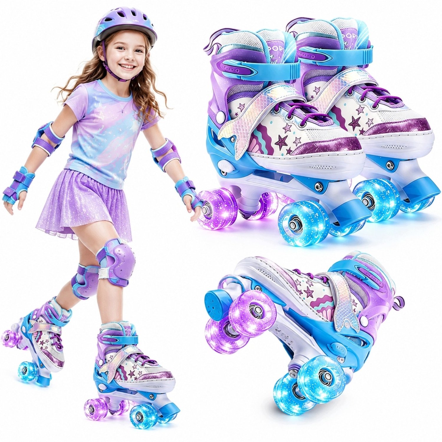 verstelbare kinder skates met lichtgevende wielen maat s 31 34