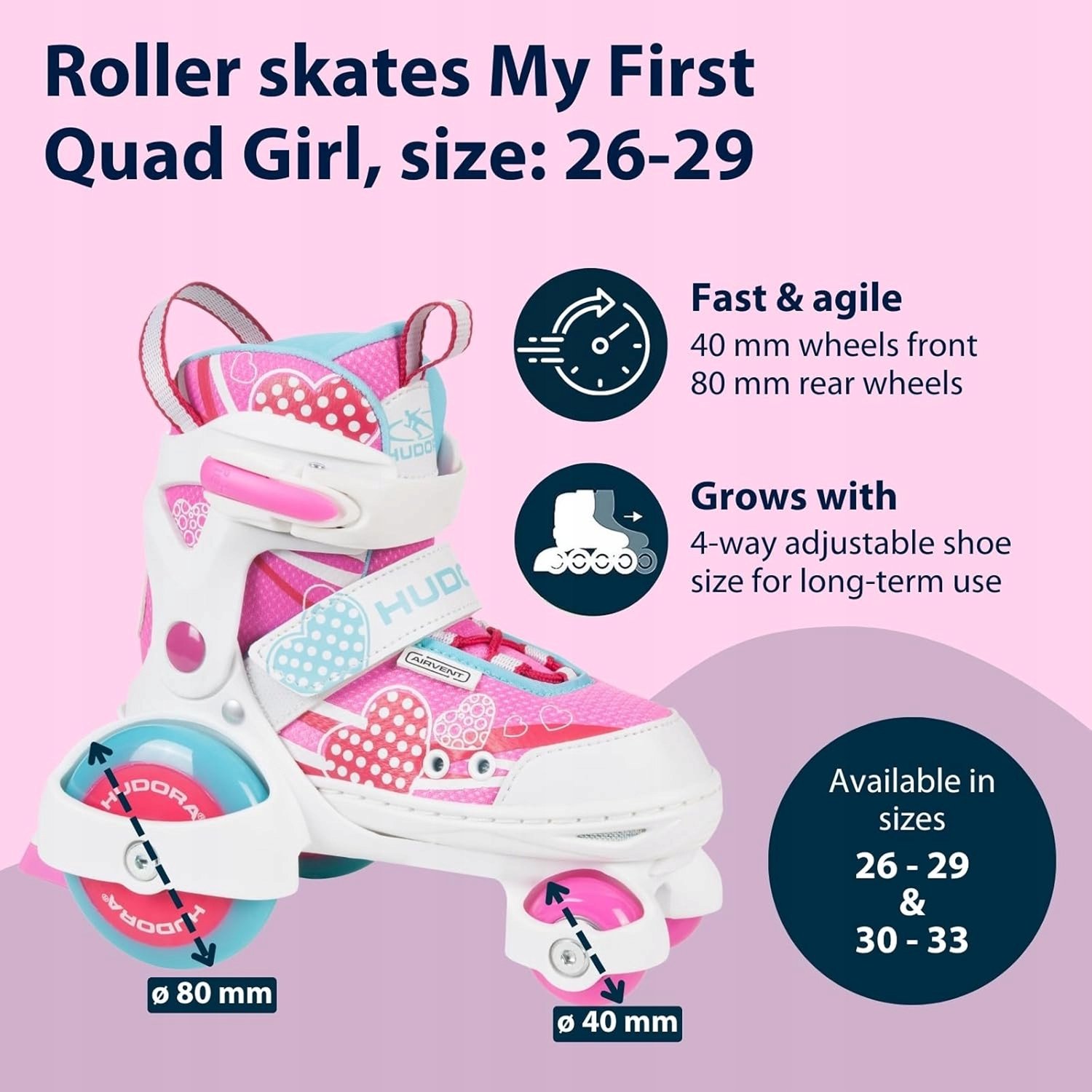 verstelbare kinder skates my first quad 2 0 roze wit maat 26 29