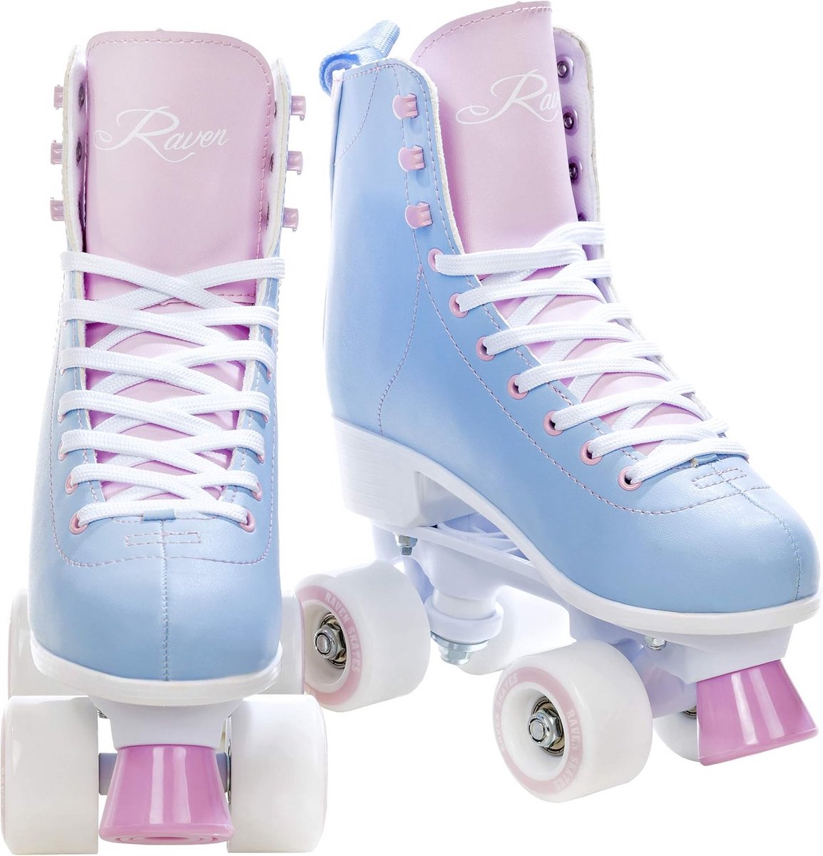 verstelbare rolschaatsen voor dames en heren blauw en roze