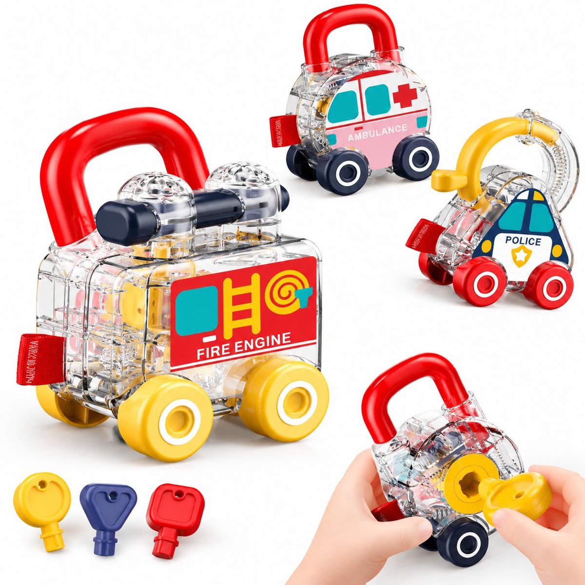 VHV - Autospeelgoed met slot en sleutel – Montessori speelgoed voor baby’s en kinderen vanaf 18 maanden – Leerspeelgoed – Sensorisch speelgoed – Motoriekspeelgoed – Sleutelspeelgoed – Reisspeelgoed Trapauto kopen online