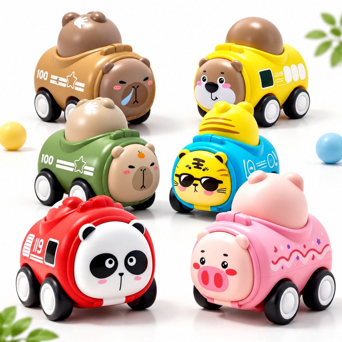 VHV - Speelgoed auto - Capybara auto- Vanaf 1 jaar jongens en meisjes - 6 stuks auto speelgoed baby dierenraceauto - Capibara - Press-and-go speelgoedvoertuigenset voor peuters 10-12-18 maanden Speelgoedaccuvoertuig kopen online