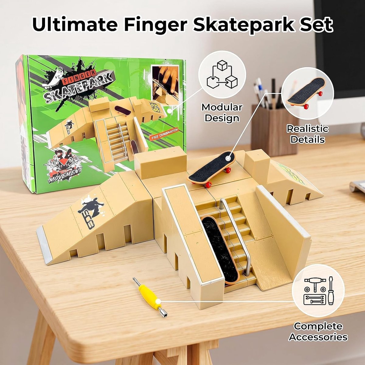 Vijfdelige set met accessoires voor finger skateboards en skateramps voor optimaal speelplezier Skateramp kopen online