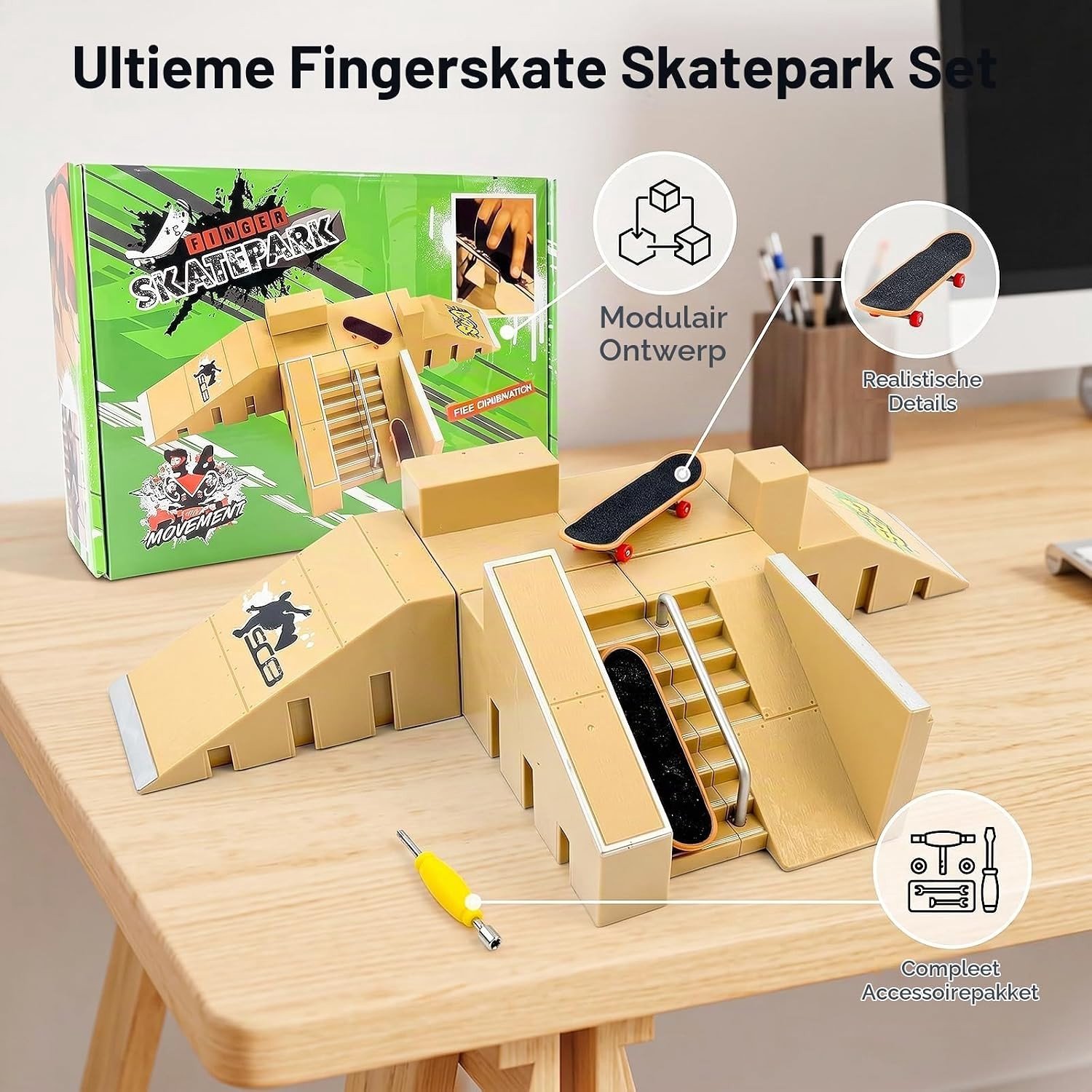 vinger skateboard ramp accessoires set 5 in 1 voor tricks stunts en speelplezier