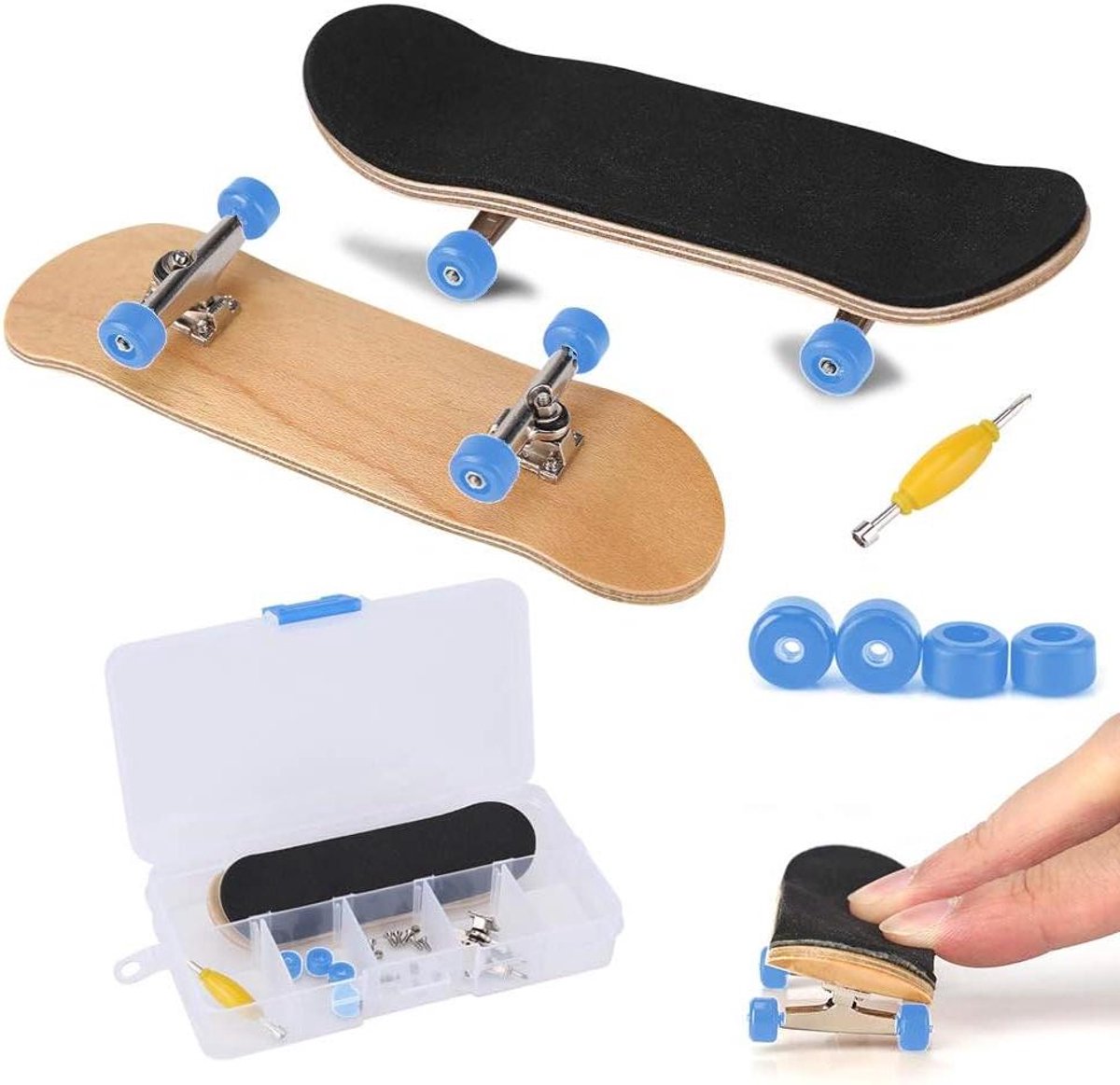 Vinger Skateboards - Mini Hout Set - Interactief Spel - Compleet Esdoorn Deck - Niet Gespecificeerd - Donkerblauw Skateonderdeel kopen online