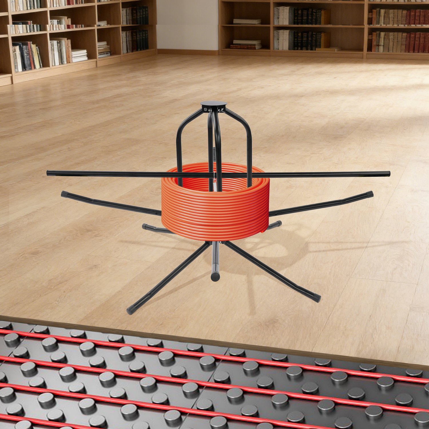 vloerverwarmingspijp opwinder zwart 200 kg capaciteit staal verstelbaar voor professionele installatie