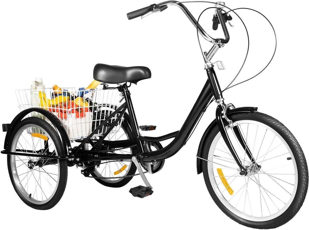 volwassen driewieler driewiel fiets comfortabel transport verstelbaar design 20 inch wielen zwart