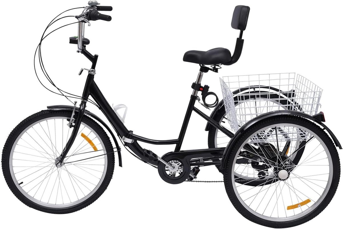 vouwfiets driewieler driewieler fiets comfortabel fietsen hoge stabiliteit 24 inch wielmaat zwart