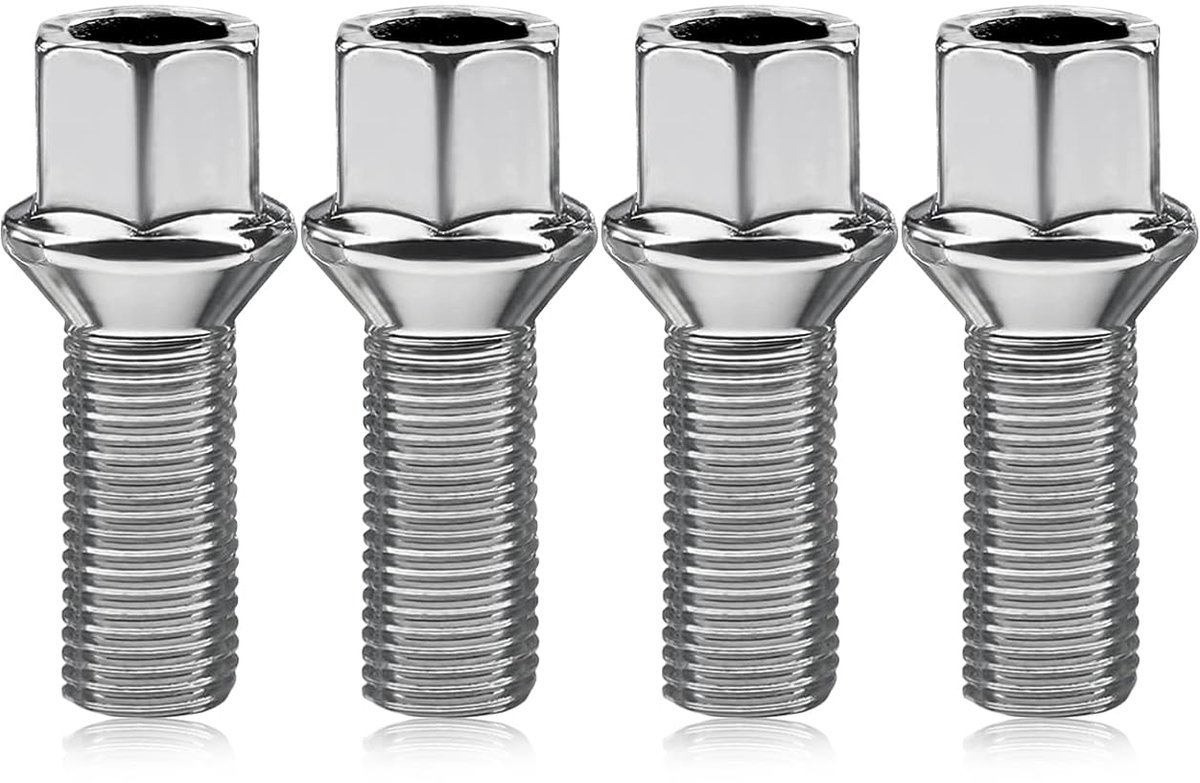 Wielbouten, kogelbout wielbouten, wielmoeren, M14 x 1,5 x 27 mm, zilver, roestvrij staal, zeskant, wielboutenset Loopfiets kopen online